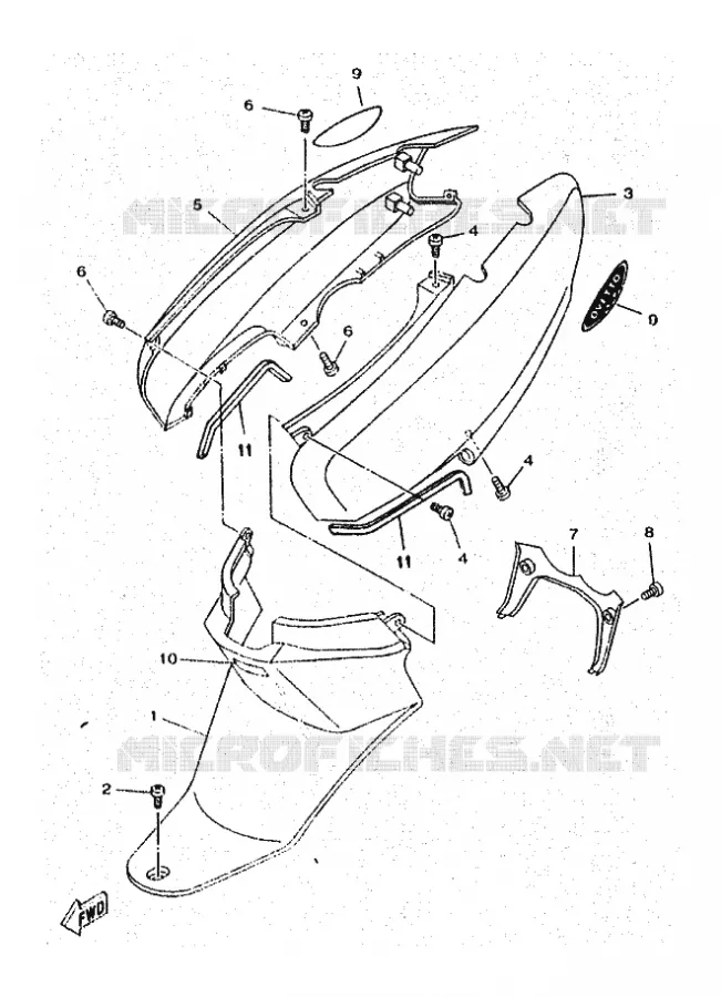 COUVERCLE LATERAL Yamaha SCOOTER 50 1997 OVETTO  YN50 OVETTO