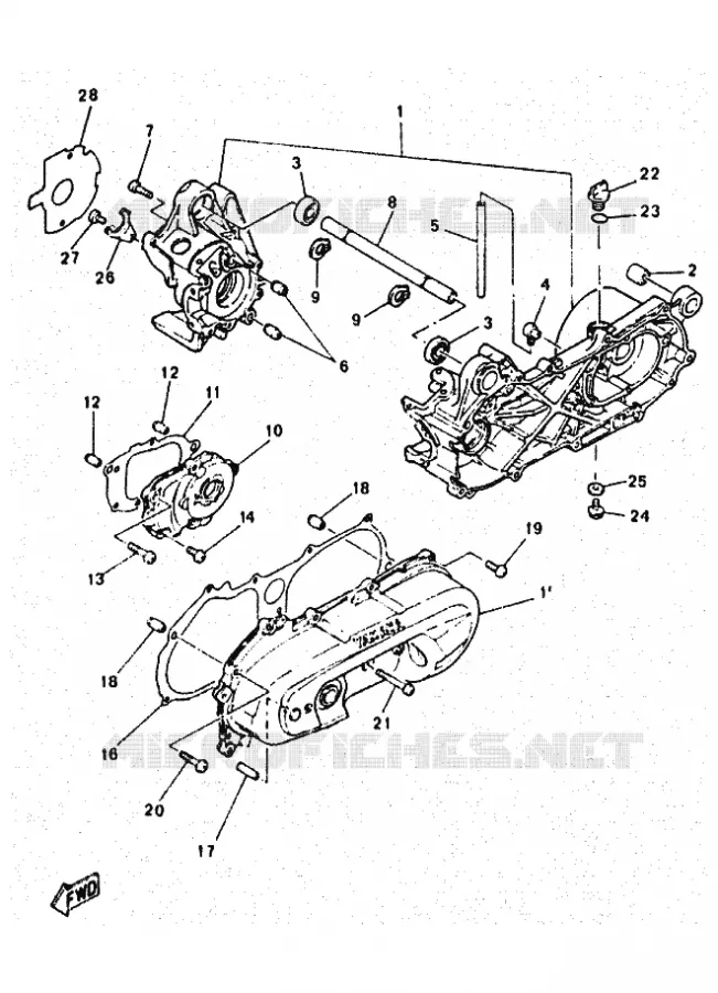CARTER MOTEUR Yamaha SCOOTER 50 1997 OVETTO  YN50 OVETTO