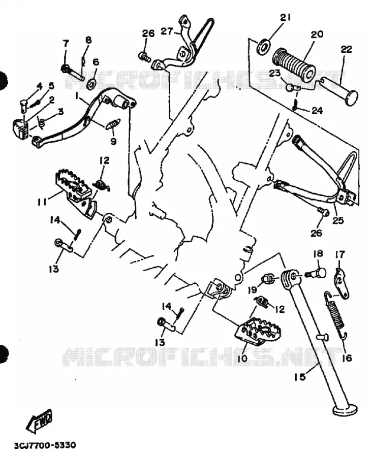 SUPPORT / REPOSE PIEDS Yamaha MOTO 200 1996 DTR  DT200R DT200RH