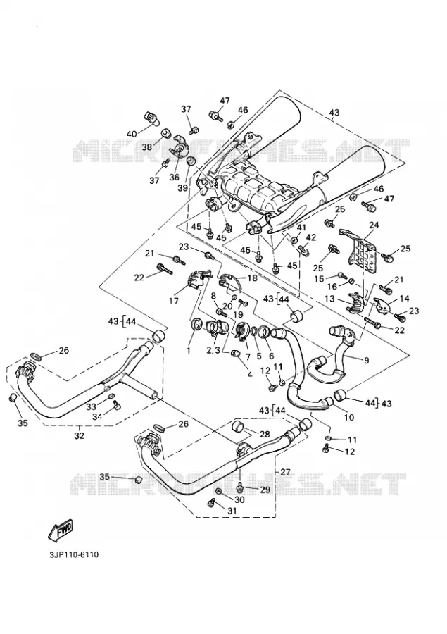 ECHAPPEMENT Yamaha MOTO 1200 1996 VMAX  VMX12 VMX12H VMAX