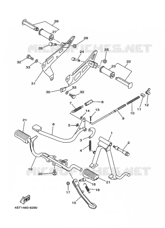SUPPORT / REPOSE PIEDS Yamaha SCOOTER 105 1996 CRYPTON  T105E CRYPTON
