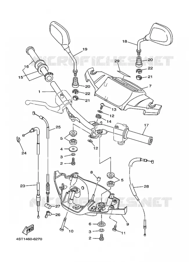 GUIDON ET CABLES Yamaha SCOOTER 105 1996 CRYPTON  T105E CRYPTON