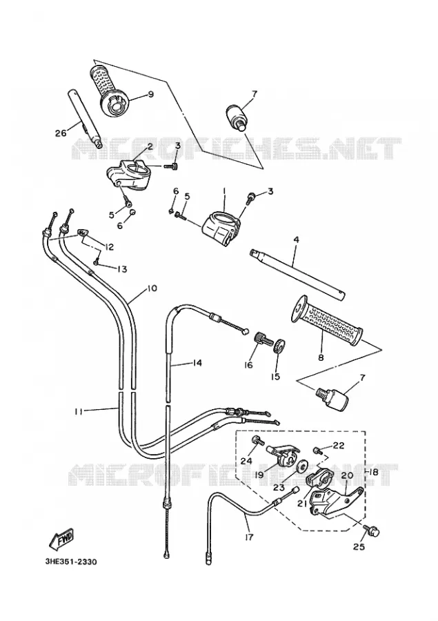 GUIDON ET CABLES Yamaha MOTO 600 1995 FZR GENESIS  FZR600 FZR600RG GENESIS