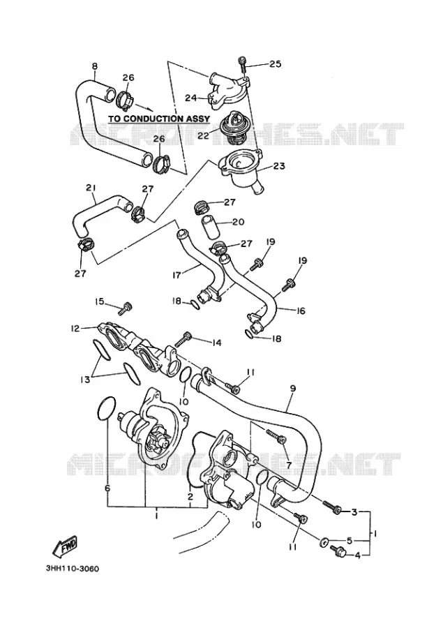 POMPE A EAU / DURITES Yamaha MOTO 600 1995 FZR GENESIS  FZR600 FZR600RG GENESIS