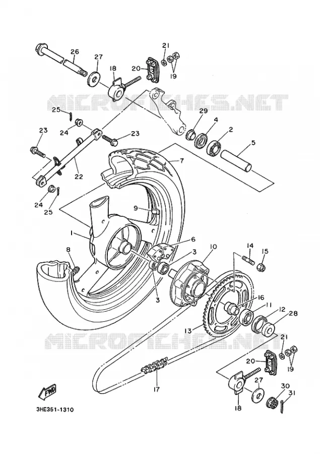 ROUE ARRIERE Yamaha MOTO 600 1995 FZR GENESIS  FZR600 FZR600RG GENESIS
