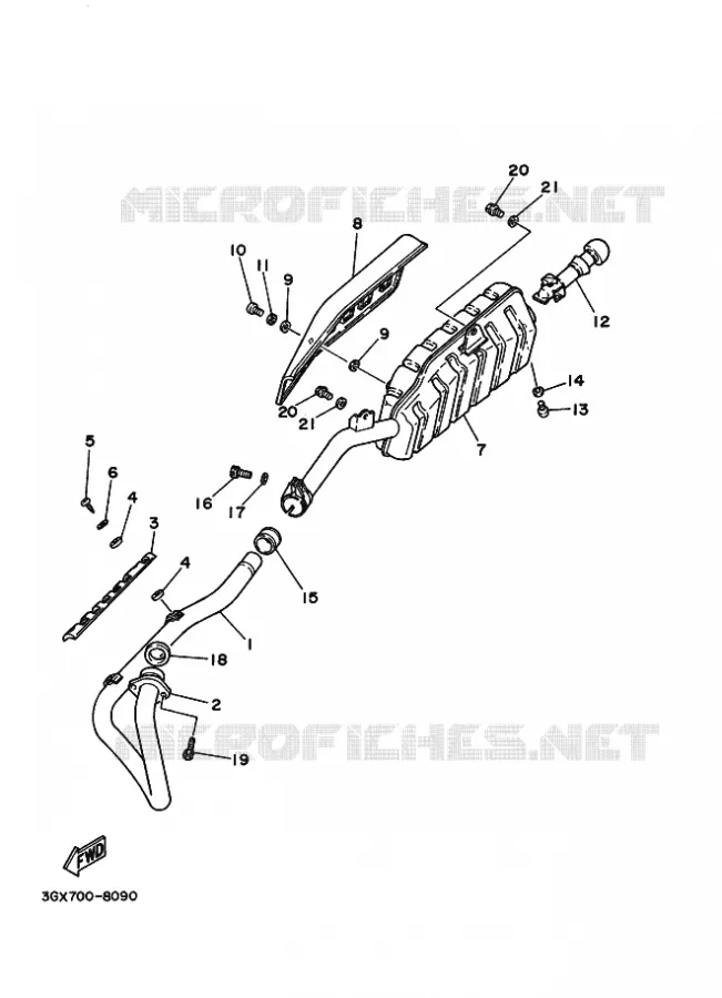 ECHAPPEMENT Yamaha MOTO 200 1994 AG  AG200F