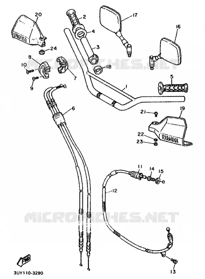 GUIDON ET CABLES Yamaha MOTO 600 1993 XTE  XT600E