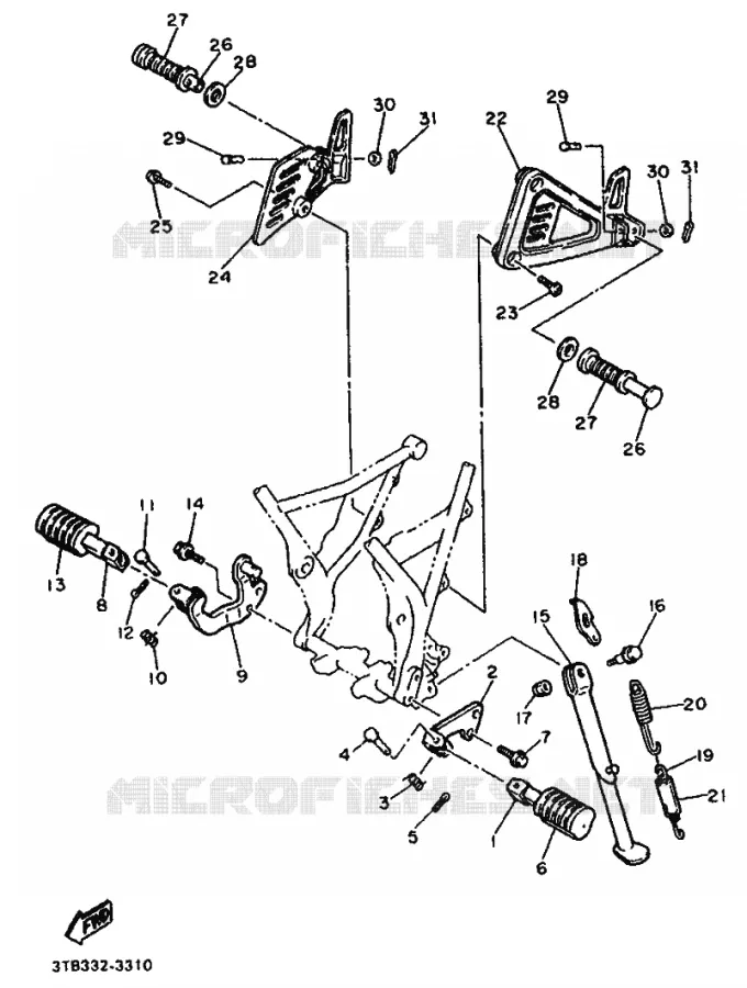 SUPPORT / REPOSE PIEDS Yamaha MOTO 600 1993 XTE  XT600E