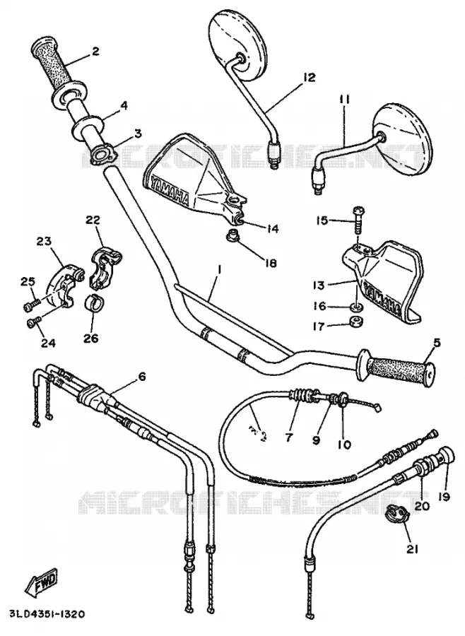 GUIDON ET CABLES Yamaha MOTO 750 1993 SUPERTENERE  XTZ750