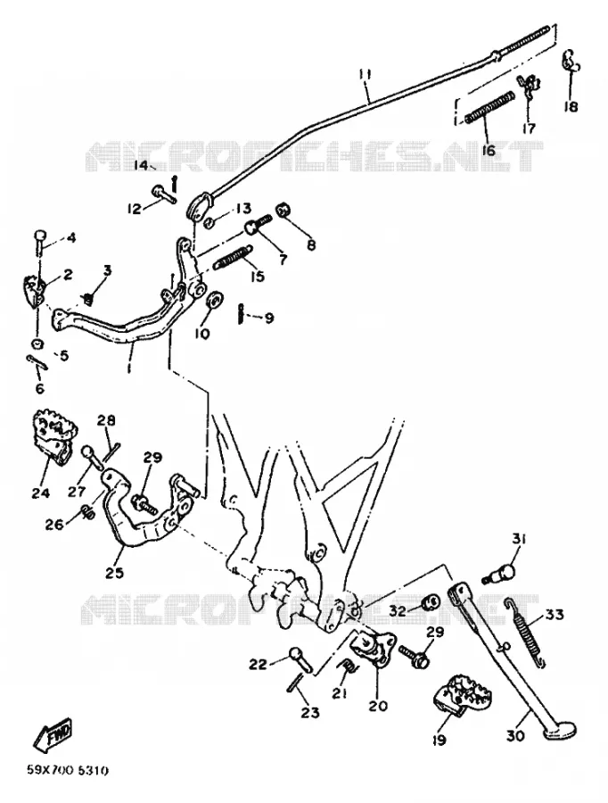 SUPPORT / REPOSE PIEDS Yamaha MOTO 600 1991 TT  TT600