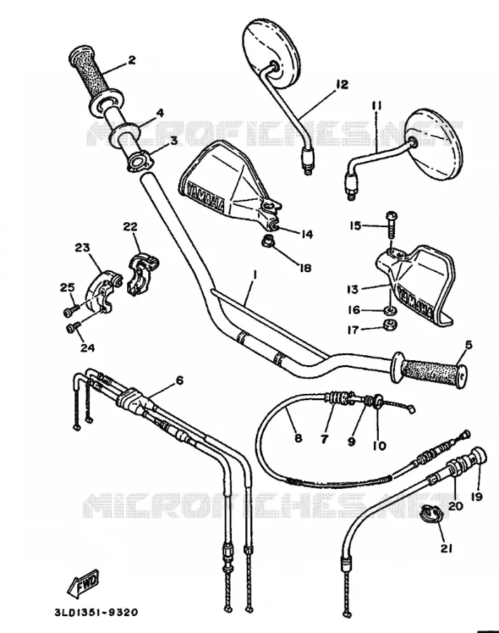 GUIDON ET CABLES Yamaha MOTO 750 1990 SUPERTENERE  XTZ750A SUPERTENERE