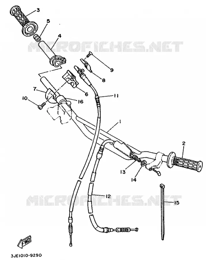 GUIDON ET CABLES Yamaha MOTO 250 1989 YZ  YZ250