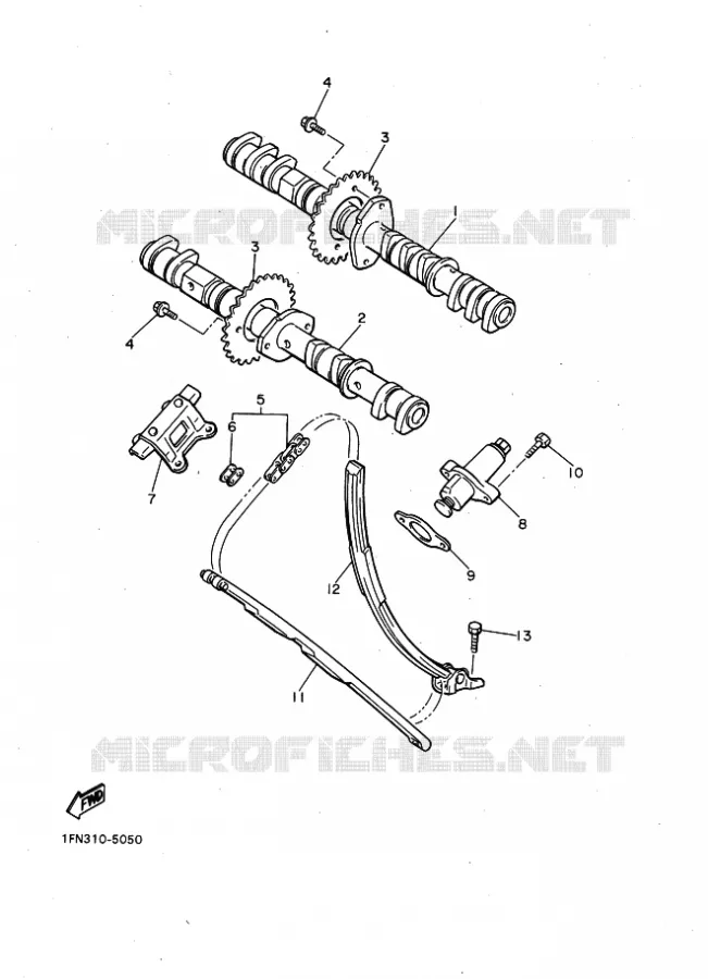 ARBRE A CAMES / CHAINE DE DISTRIBUTION Yamaha MOTO 750 1988 FZ GENESIS  FZ750 GENESIS