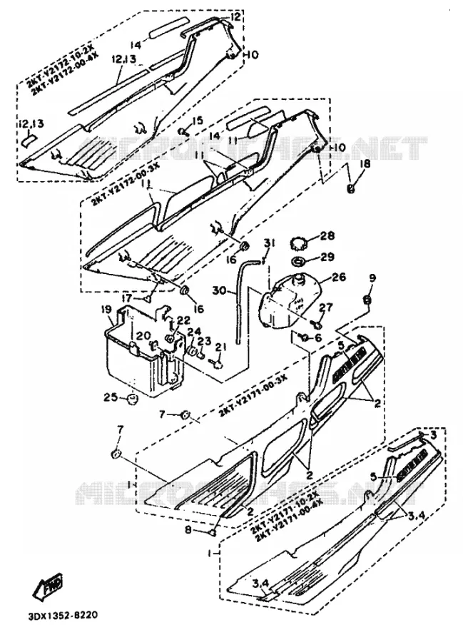 CACHE LATERAL - RESERVOIR D'HUILE Yamaha MOTO 750 1988 FZ GENESIS  FZ750 GENESIS