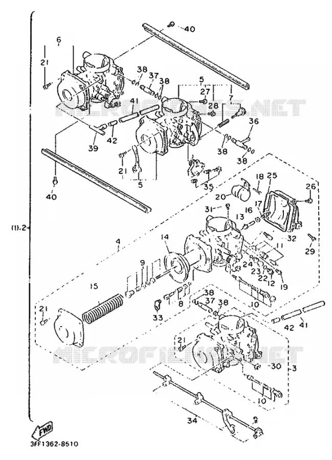 PIÈCES OPTIONNELLES - CARBURATEUR Yamaha MOTO 750 1988 FZ GENESIS  FZ750 GENESIS