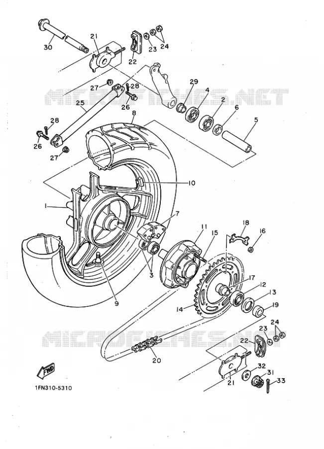 ROUE ARRIERE Yamaha MOTO 750 1988 FZ GENESIS  FZ750 GENESIS
