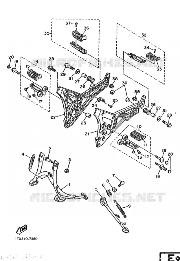 SUPPORT / REPOSE PIEDS Yamaha MOTO 1200 1987 FJ  FJ1200U