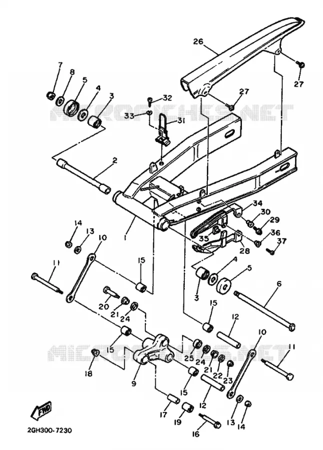 BRAS ARRIERE Yamaha MOTO 1000 1987 FZR  FZR1000