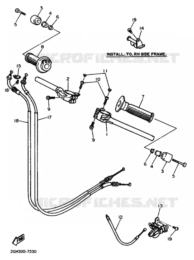GUIDON ET CABLES Yamaha MOTO 1000 1987 FZR  FZR1000