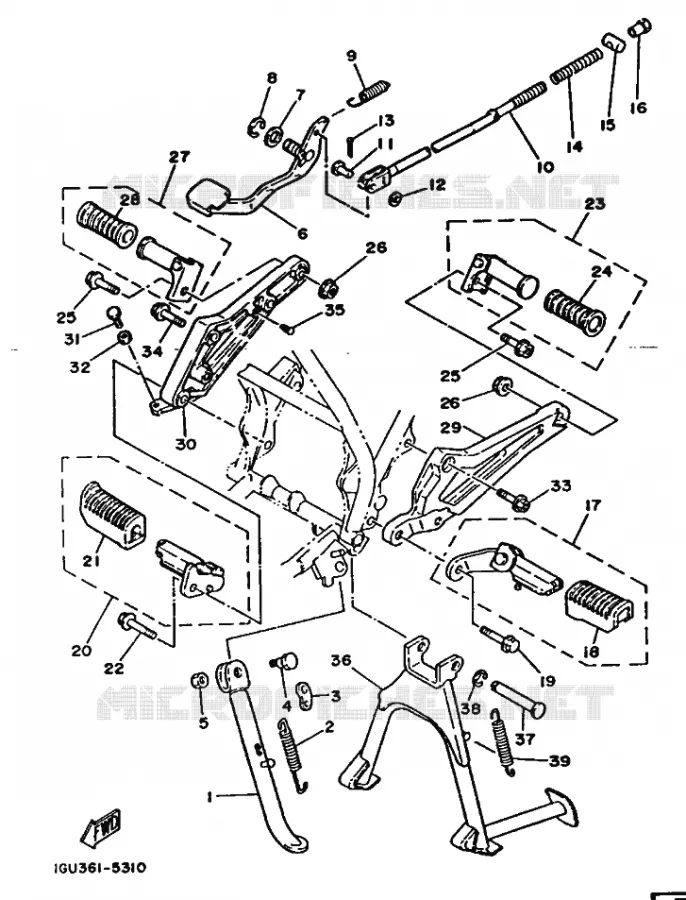 SUPPORT / REPOSE PIEDS Yamaha MOTO 125 1986 RDLC  RD125LC