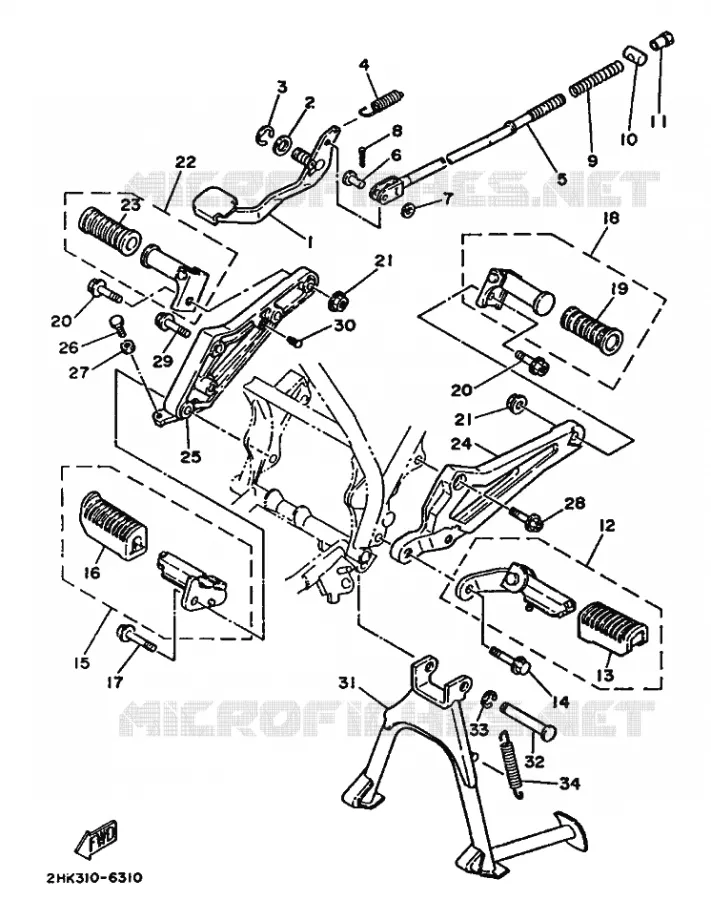 SUPPORT / REPOSE PIEDS Yamaha MOTO 125 1986 RDLC  RD125LC