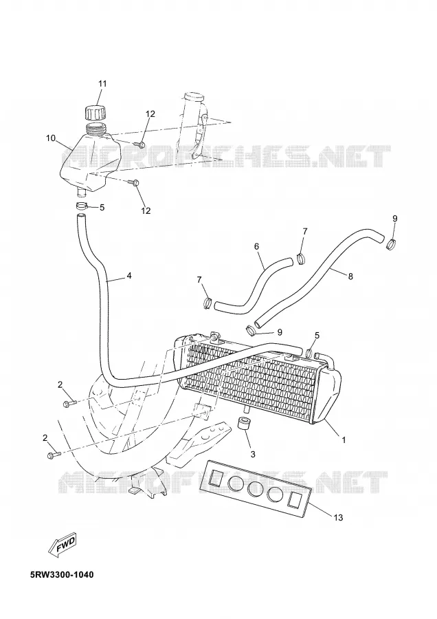 RADIATEUR / DURITES Yamaha SCOOTER 50 2008 JOG  CS50Z