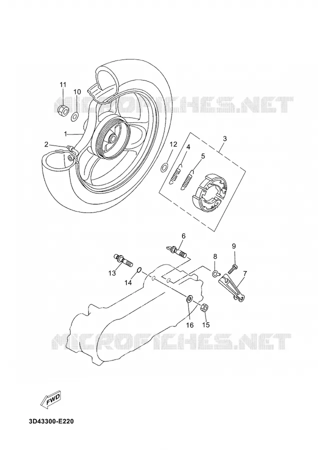 ROUE ARRIERE Yamaha SCOOTER 50 2008 JOG  CS50Z