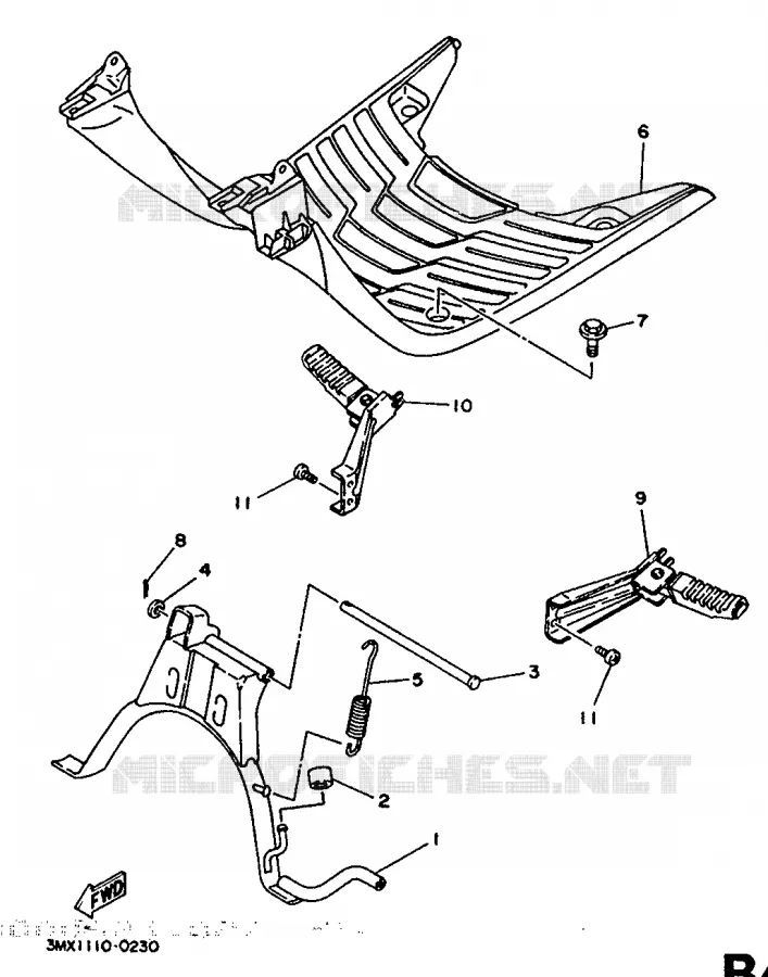 SUPPORT / REPOSE PIEDS Yamaha SCOOTER 50 1992 BOOSTER  CW50