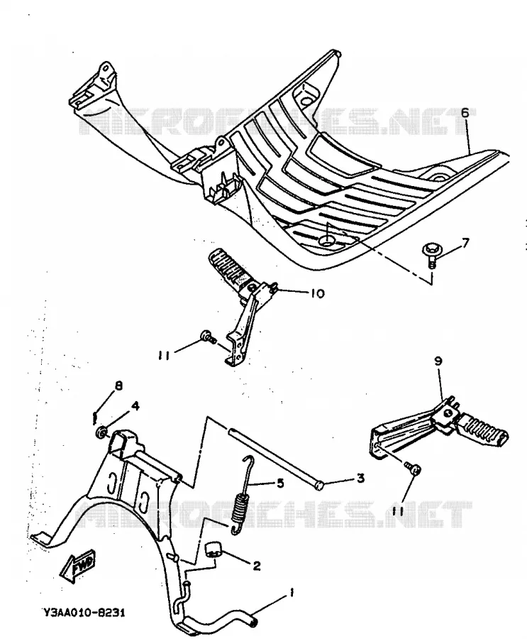 SUPPORT / REPOSE PIEDS Yamaha SCOOTER 50 1992 BOOSTER  CW50