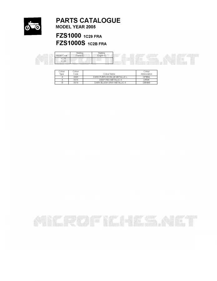 * CATALOG PREFACE * Yamaha MOTO 1000 2005 FAZER  FZS1000 FAZER