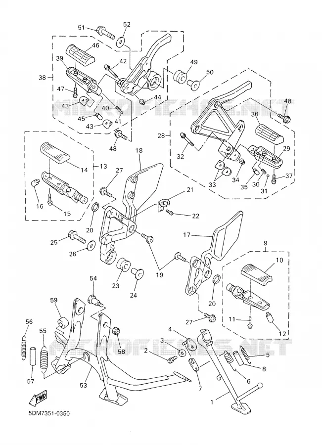 SUPPORT / REPOSE PIEDS Yamaha MOTO 600 2000 FAZER  FZS600