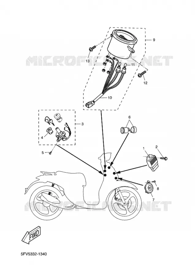 PARTIE ELECTRIQUE 1 Yamaha SCOOTER 50 2003 FLIPPER  YH50 FLIPPER