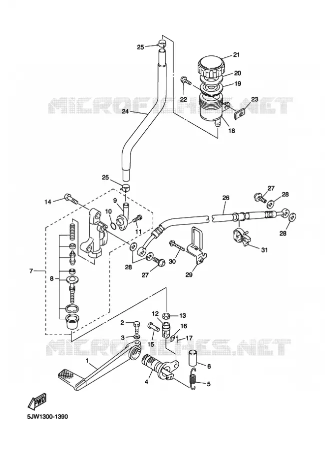 MAITRE CYLINDRE DE FREIN ARRIERE Yamaha MOTO 1300 2003 FJR  FJR1300 FJR13R FJR