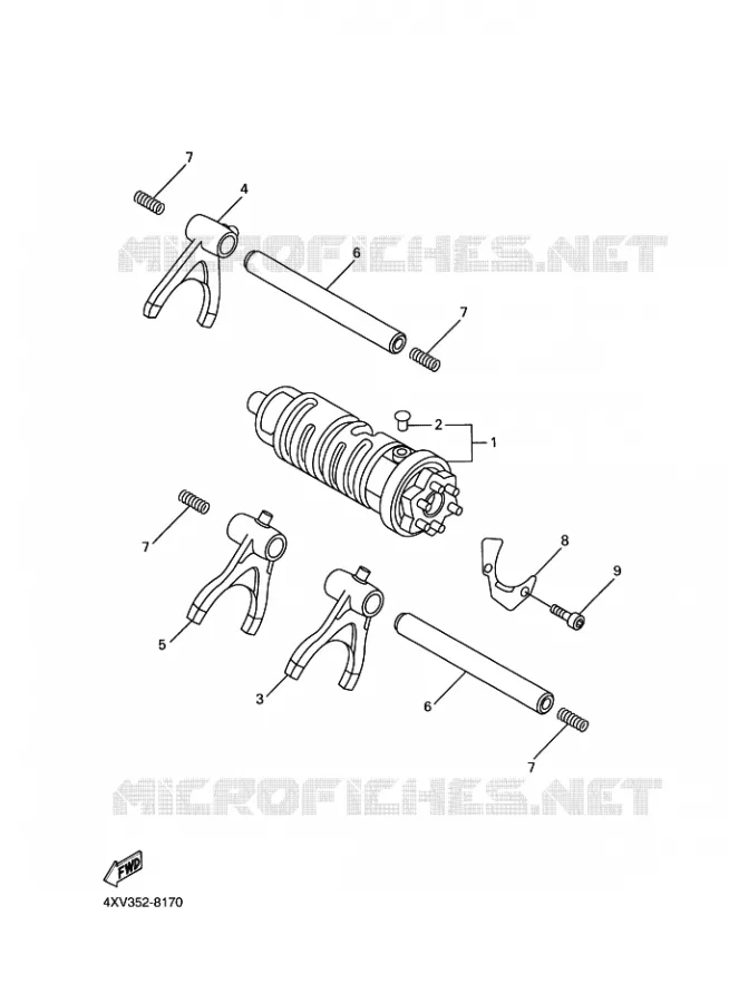 BARILLET DE SELECTION / FOURCHETTES Yamaha MOTO 1000 2003 R1  YZF-R1 YZF-R1R R1