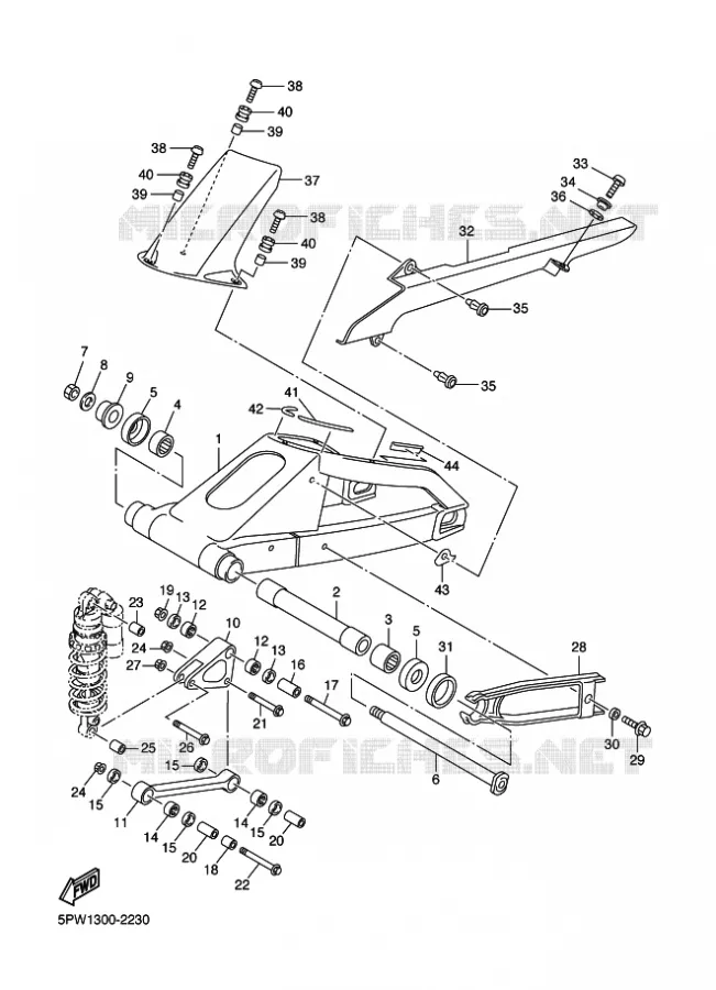 BRAS ARRIERE Yamaha MOTO 1000 2003 R1  YZF-R1 YZF-R1R R1