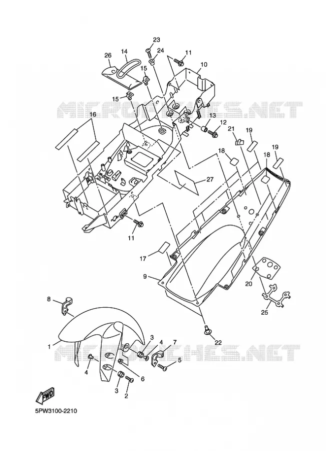 GARDE BOUE Yamaha MOTO 1000 2003 R1  YZF-R1 YZF-R1R R1