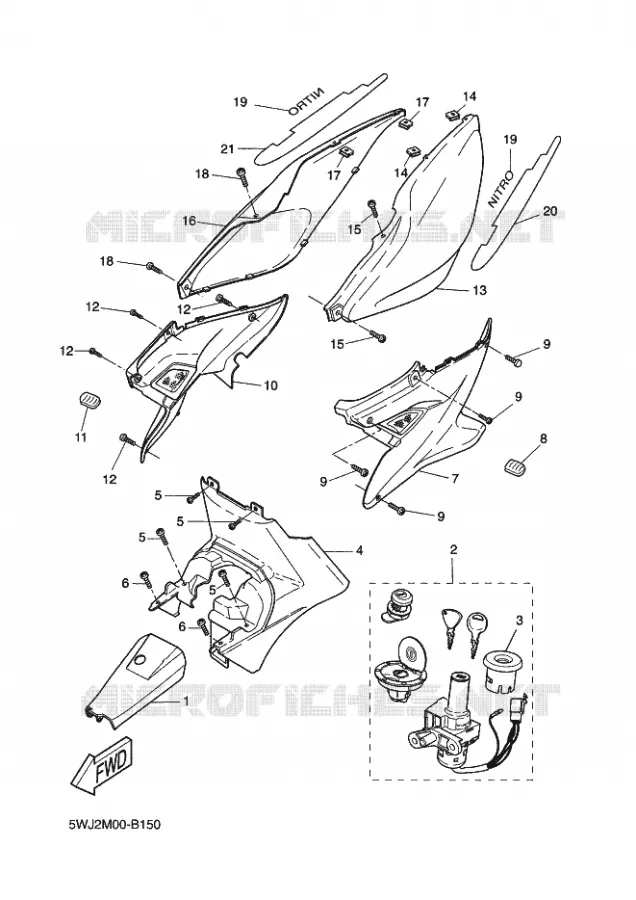 COUVERCLE LATERAL Yamaha SCOOTER 50 2003 NITRO  YQ50 NITRO