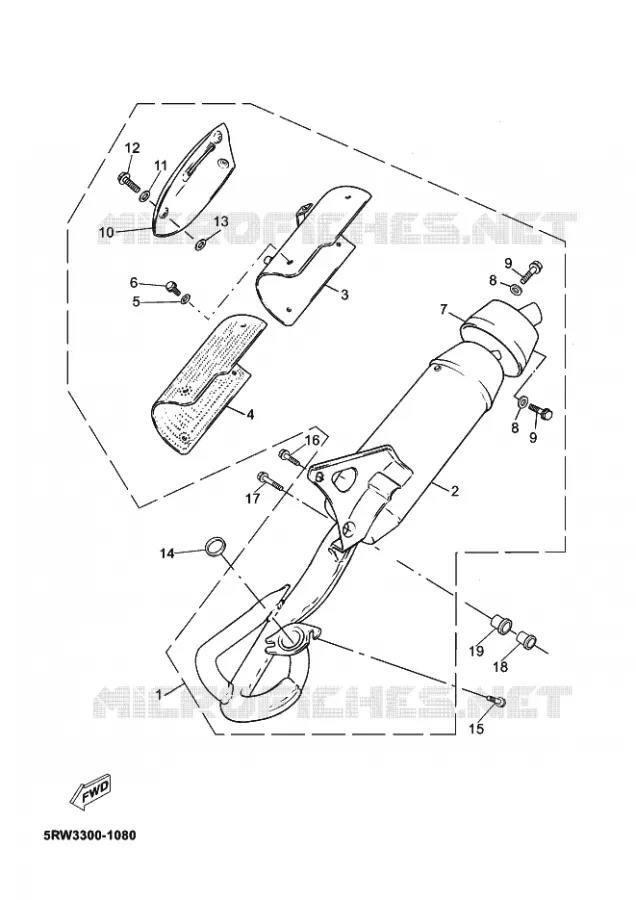 ECHAPPEMENT Yamaha SCOOTER 50 2003 MACH G  CS50Z MACH G LIQUIDE