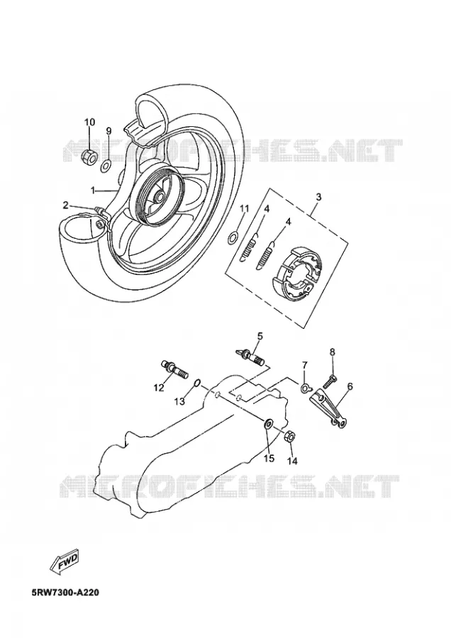ROUE ARRIERE Yamaha SCOOTER 50 2003 MACH G  CS50Z MACH G LIQUIDE