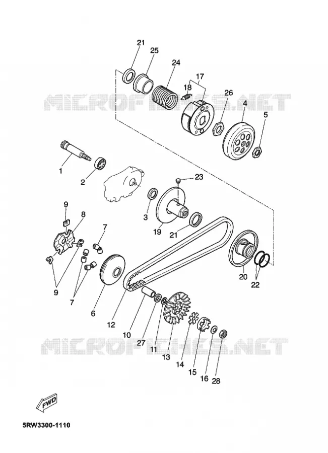 EMBRAYAGE DE DEMARREUR Yamaha SCOOTER 50 2003 JOG  CS50Z