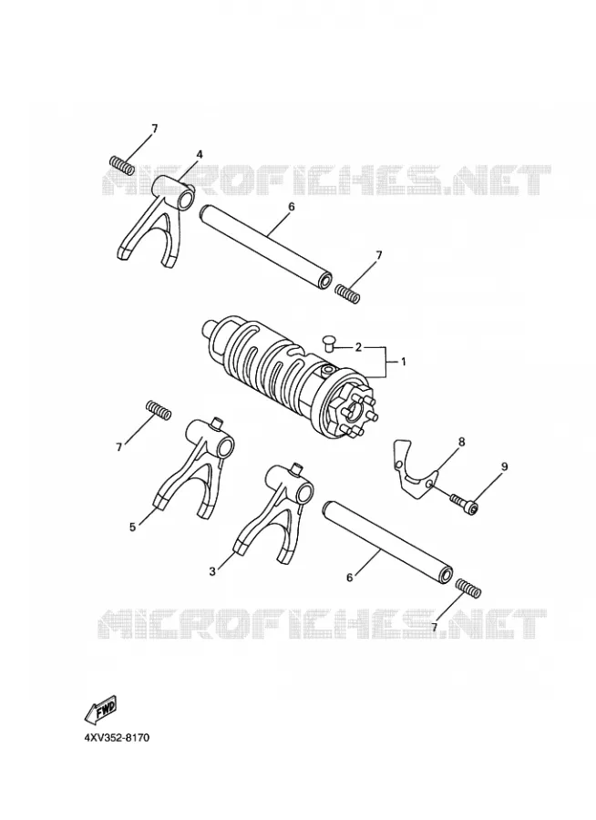 BARILLET DE SELECTION / FOURCHETTES Yamaha MOTO 1000 2003 R1  YZF-R1 YZF-R1R R1