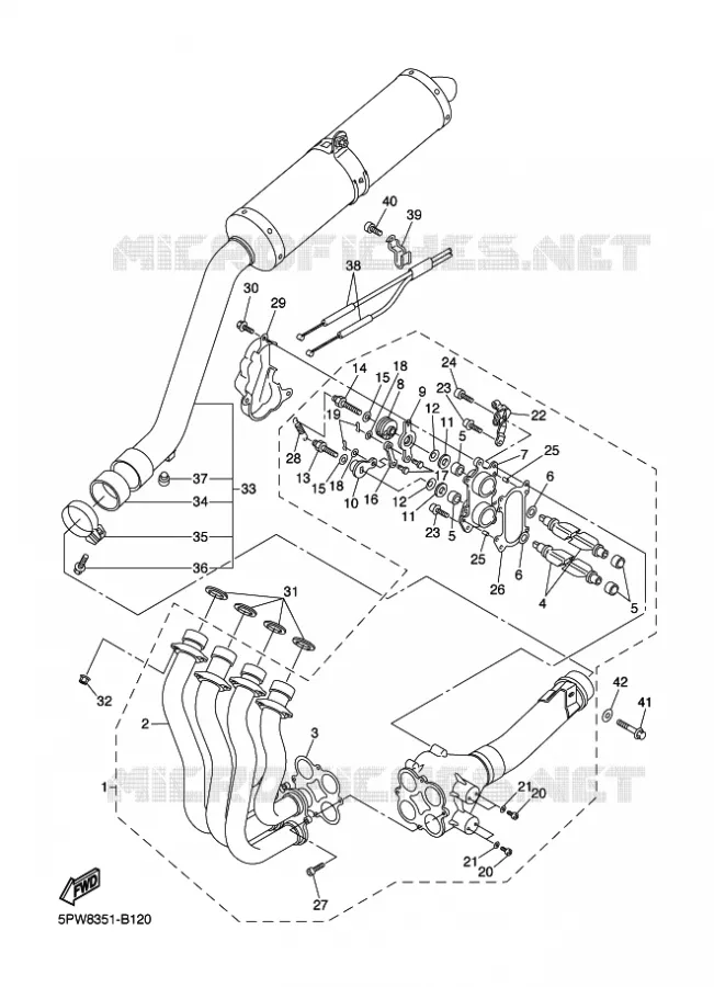 ECHAPPEMENT Yamaha MOTO 1000 2003 R1  YZF-R1 YZF-R1R R1