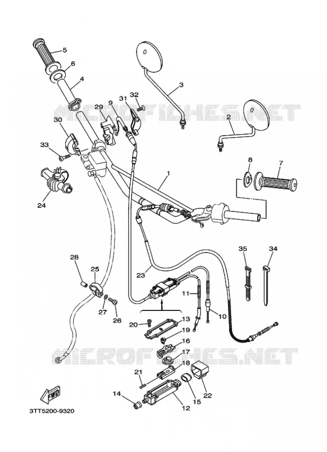 GUIDON ET CABLES - FREIN A DISQUE Yamaha MOTO 125 2003 DT  DT125