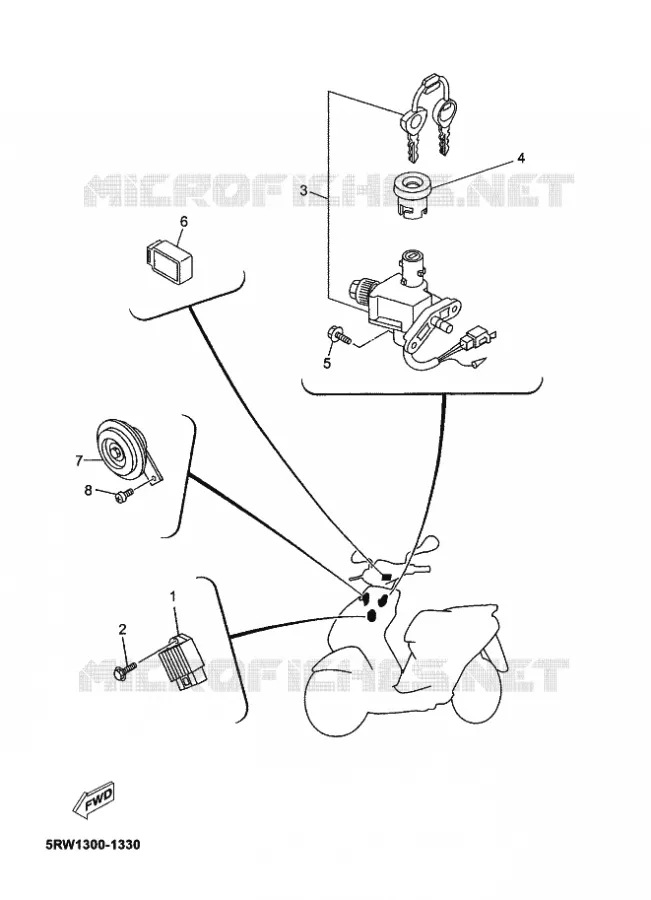 PARTIE ELECTRIQUE 1 Yamaha SCOOTER 50 2002 MACH  CS50 MACH-G AC