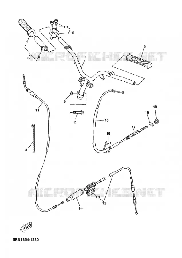GUIDON ET CABLES Yamaha SCOOTER 50 2002 OVETTO  YN50 OVETTO