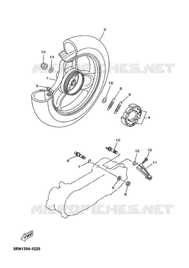 ROUE ARRIERE Yamaha SCOOTER 50 2002 OVETTO  YN50 OVETTO
