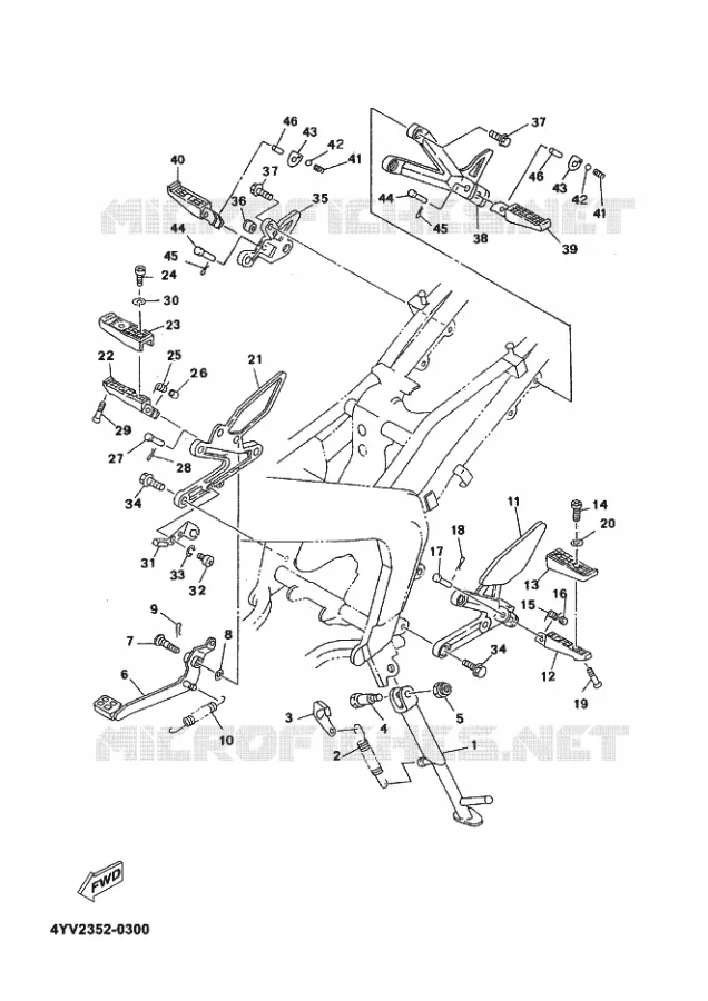 SUPPORT / REPOSE PIEDS Yamaha MOTO 50 2002 MBK XPOWER  TZR50 TZR50R X-POWER
