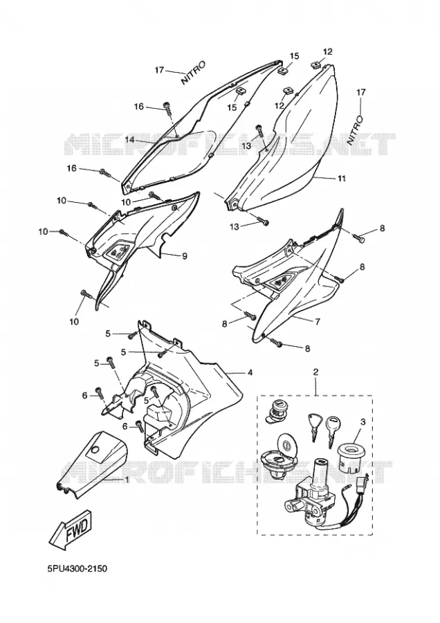 COUVERCLE LATERAL Yamaha SCOOTER 50 2002 NITRO  YQ50 NITRO