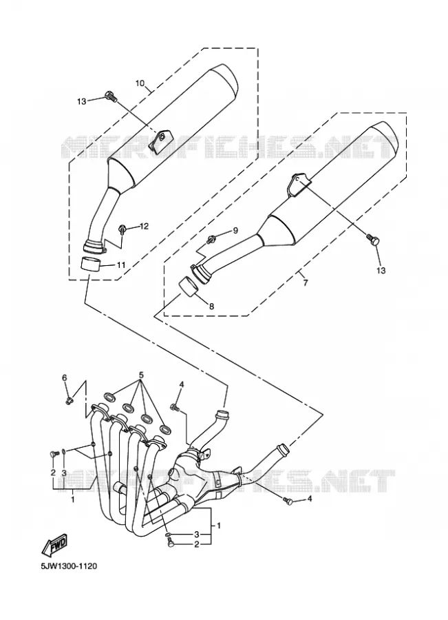 ECHAPPEMENT Yamaha MOTO 1300 2002 FJR  FJR1300