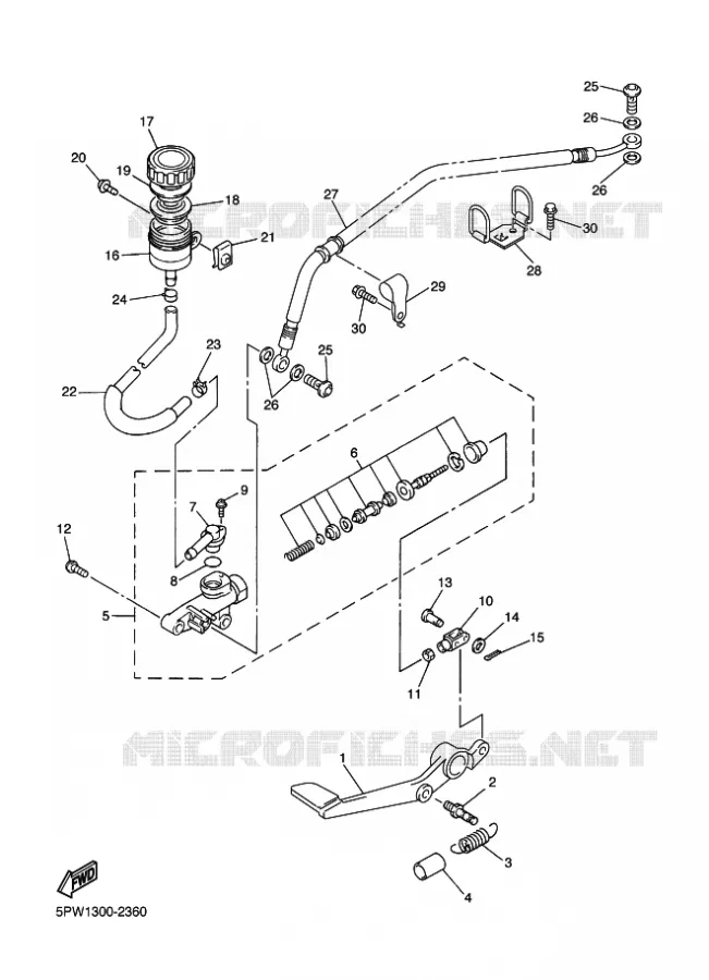 MAITRE CYLINDRE DE FREIN ARRIERE Yamaha MOTO 1000 2002 R1  YZF-R1 R1